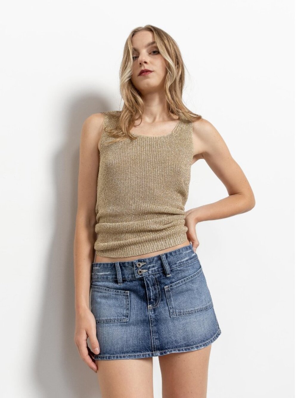Y2K Low Rise Denim Mini Skirt, Size 2